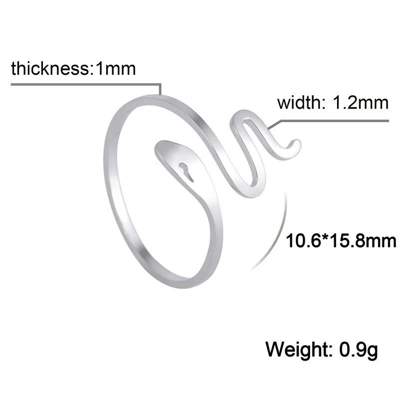 

Women's Ring Light Luxury Small Snake Silver Stainless Steel Opening Adjustable Fashion rings for women