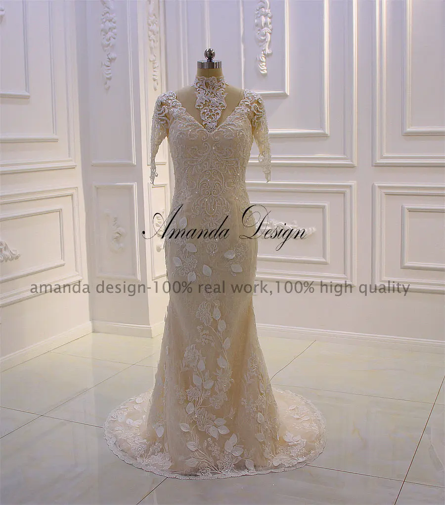 Аманда дизайн robe de mariee с коротким рукавом свадебное платье с открытой спиной со съемной юбкой