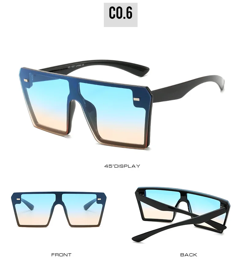 Square Oversized Sunglasses Women Flat Top Gafas Shades For Women Sun glasses okulary New Luxury Sunglasses UV400