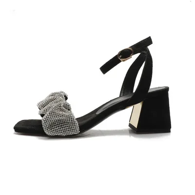 

heels Women rough with with rough heels raised in summer with French high heels tied with French high heels on holiday square he