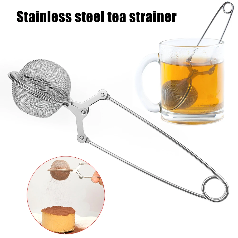 Зажим ручка Нержавеющая сталь Чай Infuser Сфера с черной фильтр Кофе K888|Ситечки для