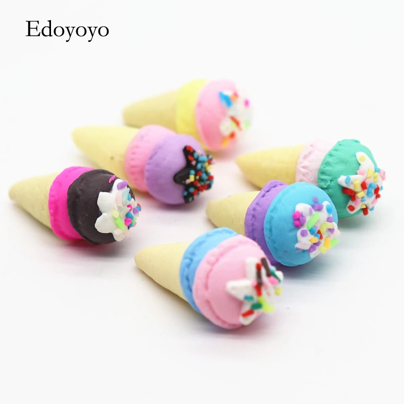 

12 шт./лот 15*35 мм Kawaii мягкая глина Радуга мороженое кабошоны ручной работы полимерный материал «сделай сам» бант для волос декоративный M19110602