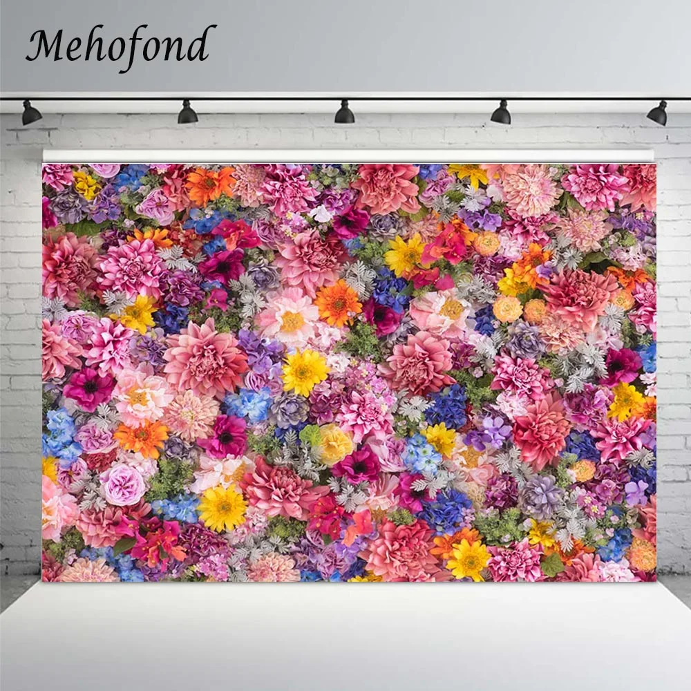

Mehofond Spring Flower Birthday Backdrop Pink Wedding Photocall Valentine's Day Baby Shower Photography Background Photo Studio