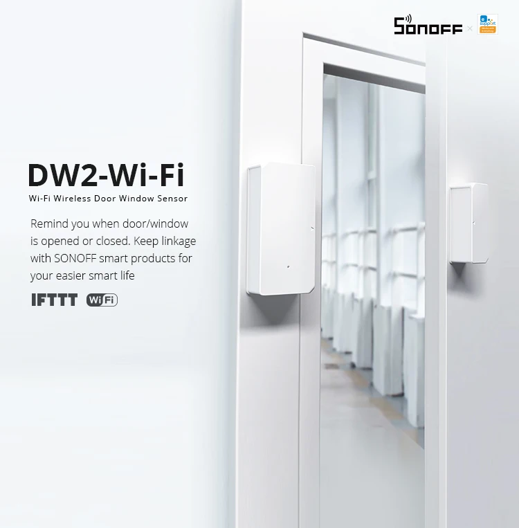 Датчик SONOFF DW2 для окон и дверей с поддержкой Wi-Fi | Безопасность защита