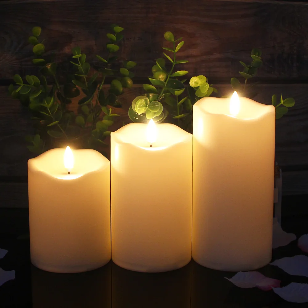 

3Pcs/Set Remote Control LED Flameless Candle Lights New Year Candles Battery Powered Led Tea Lights Easter Candle With Packaging