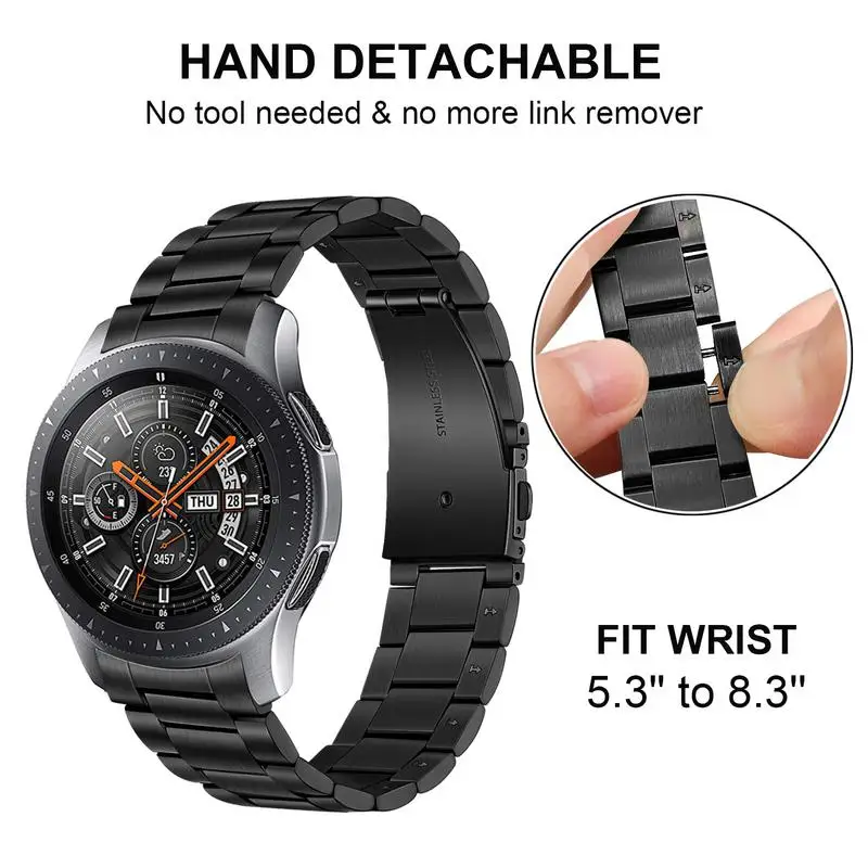 Без зазора твердый ремешок из нержавеющей стали для samsung Galaxy Watch 46 мм/gear S3 быстроразъемный браслет