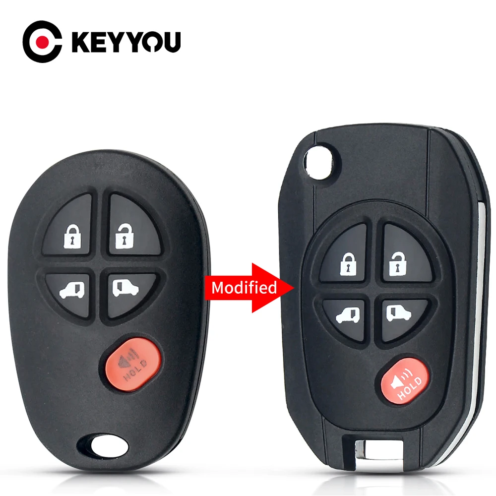 Чехол KEYYOU для Toyota Sienna 2004 2005 2006 2007 2008 2009 2010 2011 2012 2013 4 + 1 Сменный с 5 кнопками
