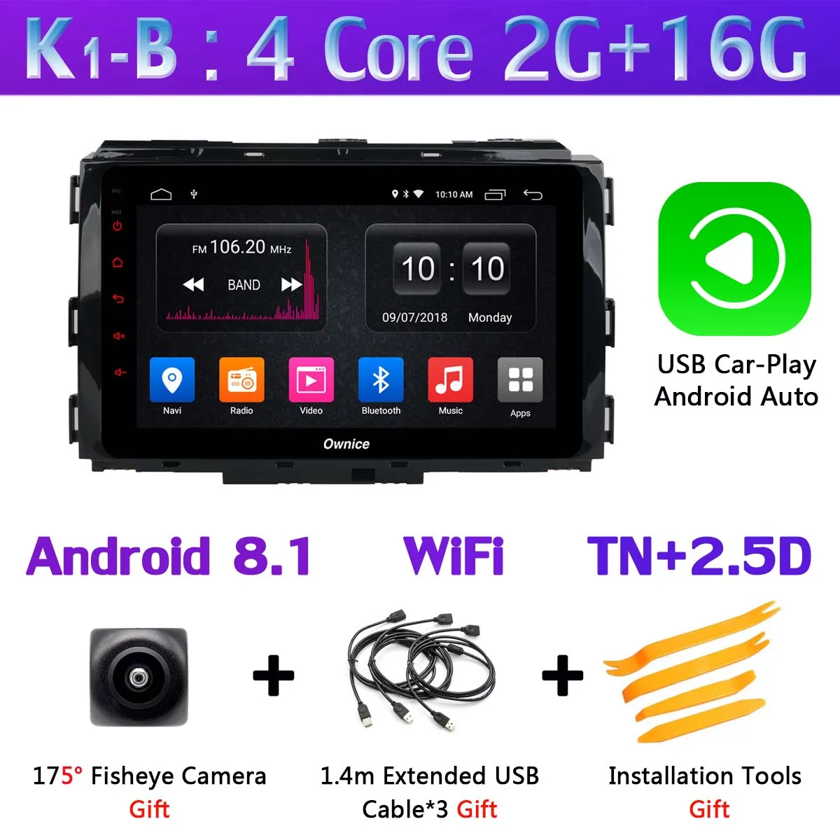 K1-B-CarPlay 360 ° панорамный Android 9,0 4+ 64G gps радио CarPlay SPDIF DSP автомобильный мультимедийный плеер для Kia Carnival - Цвет: K1-B-CarPlay