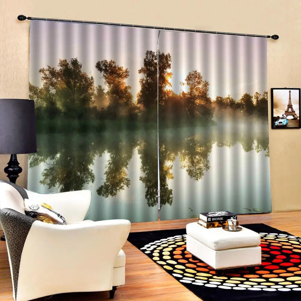 

lackout curtains clear water landscape curtains 3D Window Curtain Luxury Bedroom Drapes cortina Rideaux Customized size