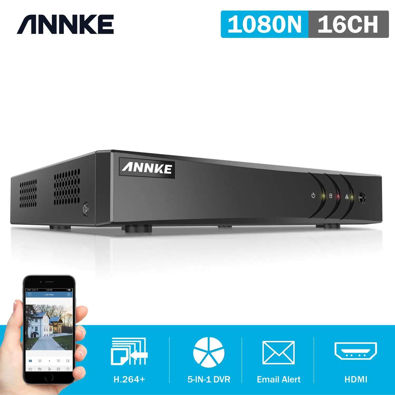 ANNKE 16CH 1080P 5 в 1 AHD DVR Поддержка CVBS TVI аналоговые IP камеры HD P2P Cloud H.264 VGA