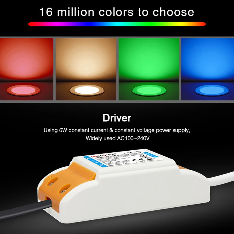 Фото FUT068 6 Вт RGB + CCT светодиодный светильник AC100-240V круглый умный светодиодный светильник с регулируемой яркостью совместимое приложение/2,4G Hz RF FUT092 пульт дистанционного управления №3