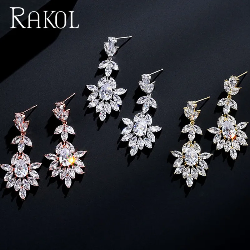 RAKOL Одежда высшего качества нежный капли воды Свадебные украшения кубическим