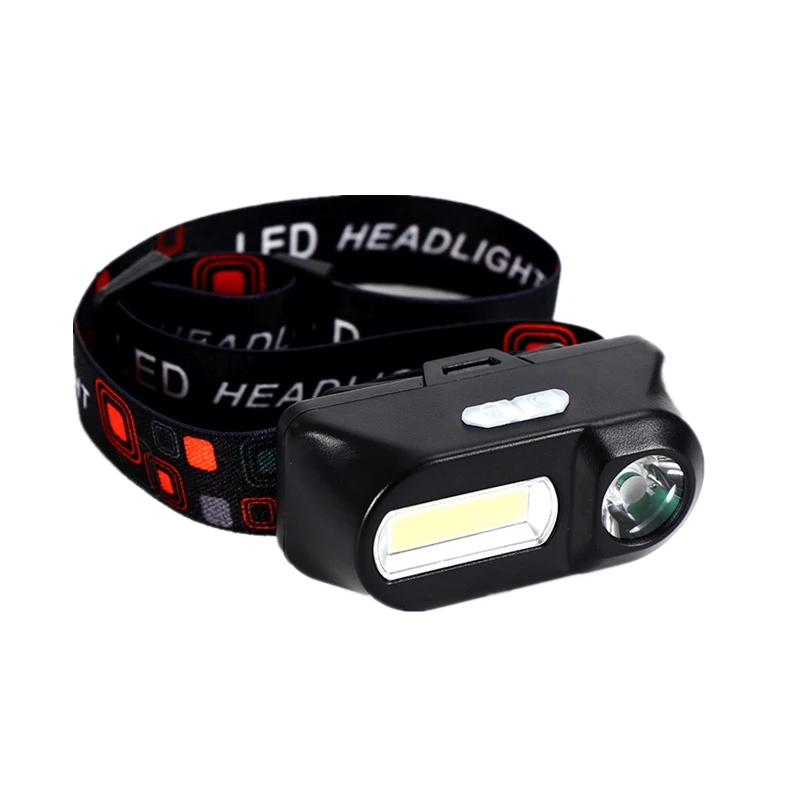 Перезаряжаемый налобный фонарь COB светодиодный с 3 режимами освещения удобный и