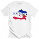 Мужская хлопковая футболка с коротким рукавом, круглым вырезом и изображением карты Гаити, летняя футболка, размера плюс