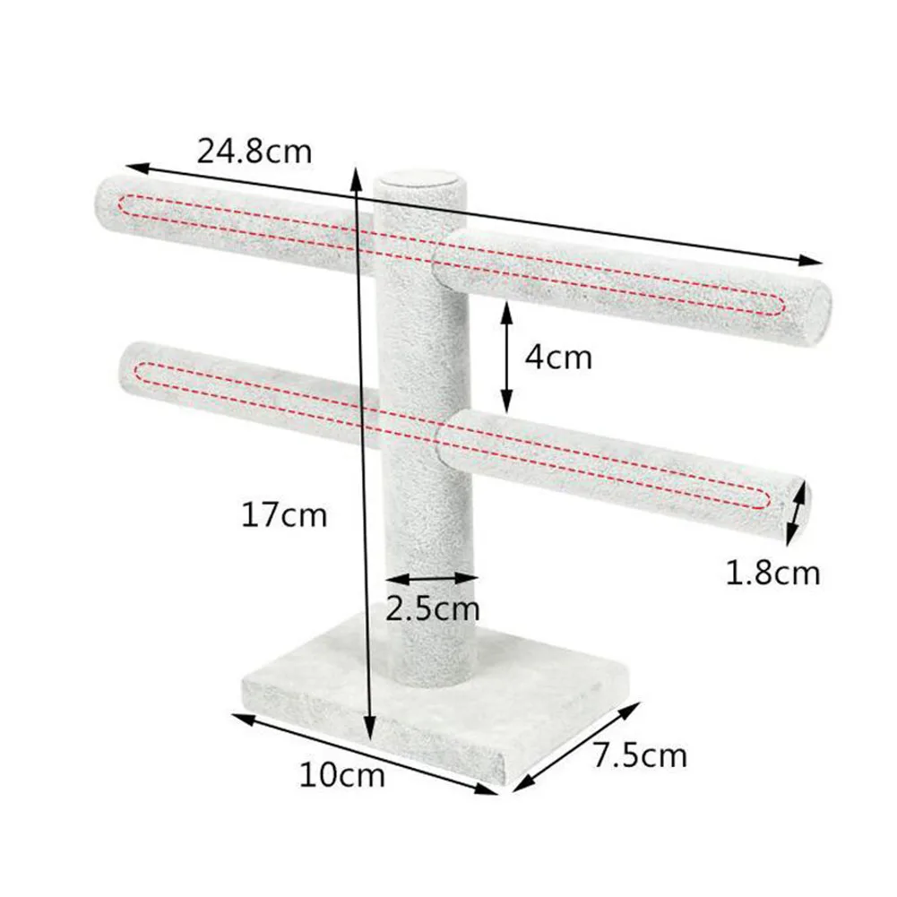 

2 Tier T-Bar Velvet Jewelry Stand Earrings Necklaces Organizer Display Holder Jewelry Display Rack T Bar Hanger Showcase