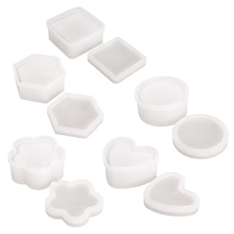 

DIY Silicone Storage Box Mold Hexagon Round Heart Shape Epoxy Resin Mold Jewelry Making Tool Handmade Crafts