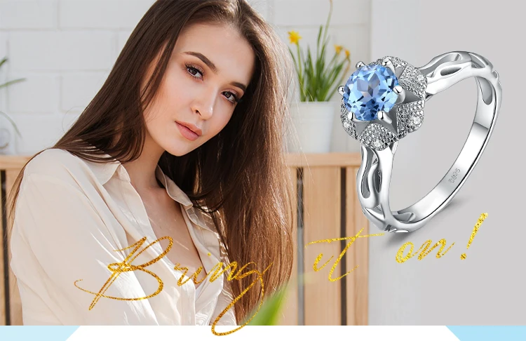 JewelryPalace Blossom Цветок 1ct натуральная Небесно голубой топаз кубический цирконий; для помолвки кольца для женщин 925 пробы серебряные ювелирные изделия