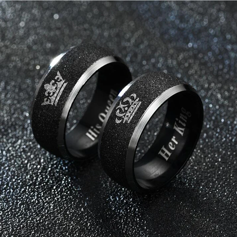 Титановая сталь изысканный черный жемчуг песок Корона его королева ее король