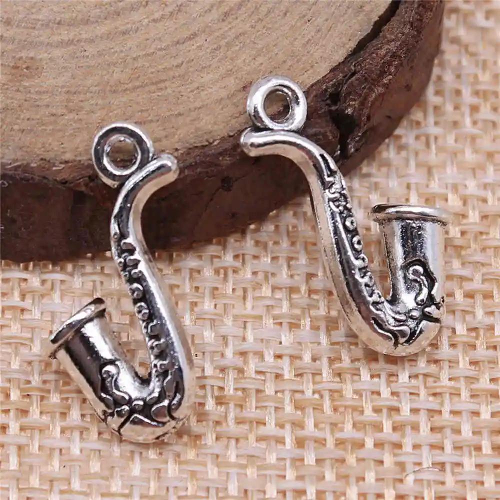 

Jewelery Pendants Making Charms For Jewelry 20pcs Saxophone Charms 22x11mm Antique Silver Plated