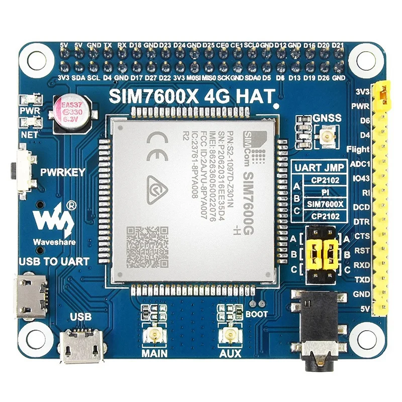 

Модуль расширения Waveshare SIM7600G-H 4G для Raspberry Pi GNSS GPS, LBS, глобальная связь, поддержка 3G/2G