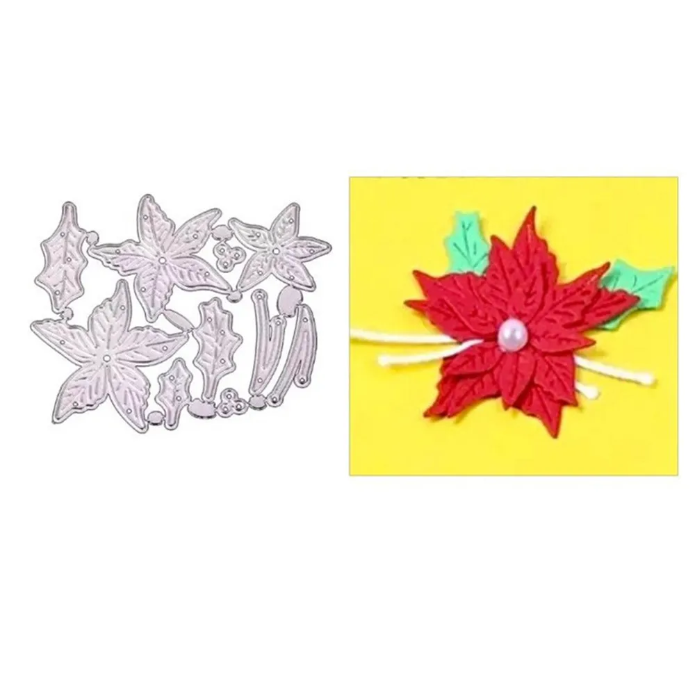 

Металлические Вырубные штампы для рукоделия форма для вырезания Рождественские Цветы Листья для скрапбукинга бумажные крафтовые штампы трафареты