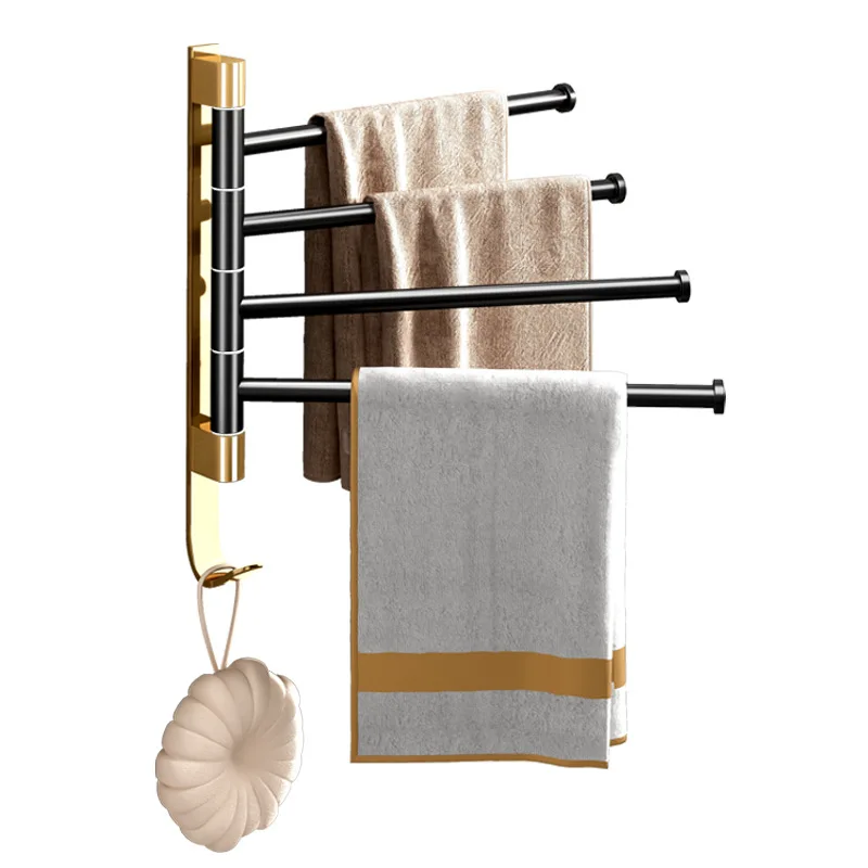 towel holder rack wall mounted fold swivel bathroom punch free aluminum 2345 bar sticky bathrobe kitchen rotatable accessorie free global shipping