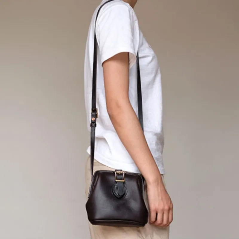 

Vintage Genuine Leather Women Simple Mini Shoulder Handbags Female Soft Top-Layer Cowhide Crossbody Bags Korean Luxury Brand