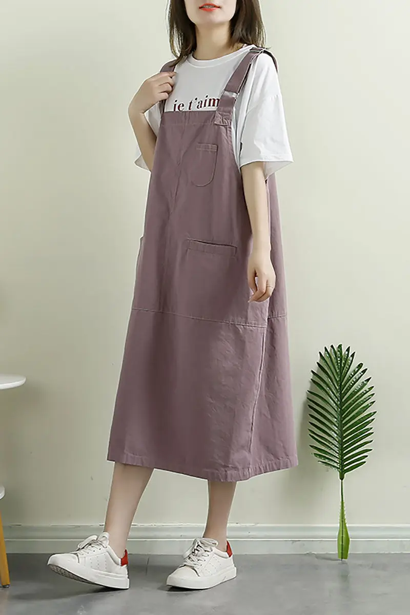

Suspender Dress Female Long Section 2020 Summer New Loose Casual Simple Vest Dress Casual Loose Fashion Female Sundress K423