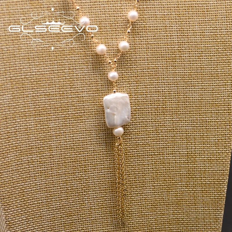 

XlentAg Handmade Geometric Natural Pearl Necklace Tassel Pendant Anime Women Accessories Angel Party Gifts Boho Jewellery GN0167