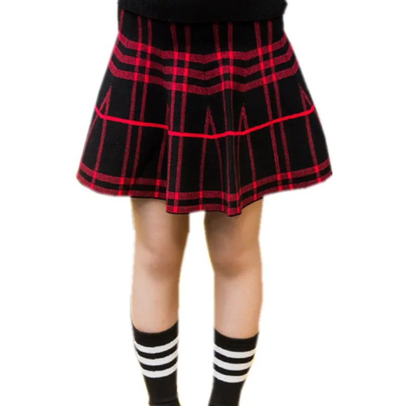 Демисезонная клетчатая юбка в стиле преппи для девочек Вельветовая принцессы