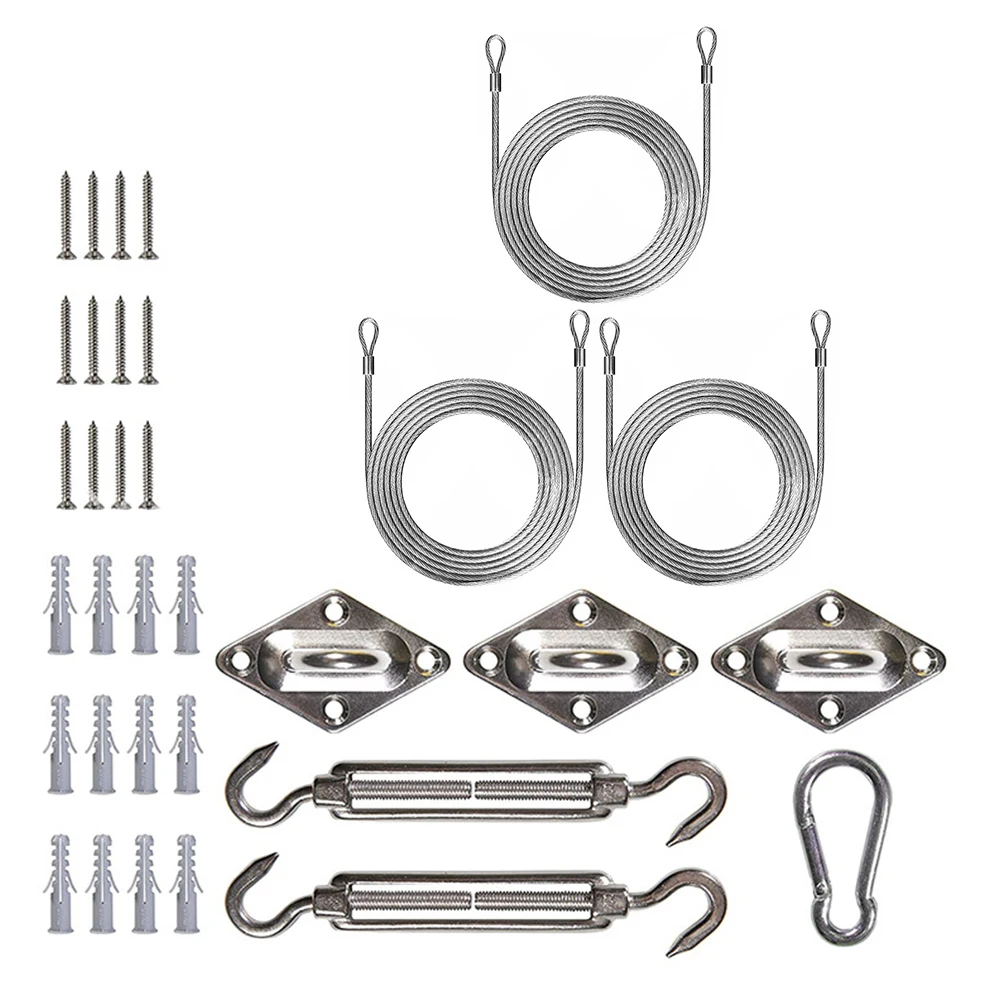 

Sun Shade Sail Canopy Accessory Fixing Hardware Accessories Stainless Steel Turnbuckle Pad Eye Carabiner Clip Hook Screws Silver