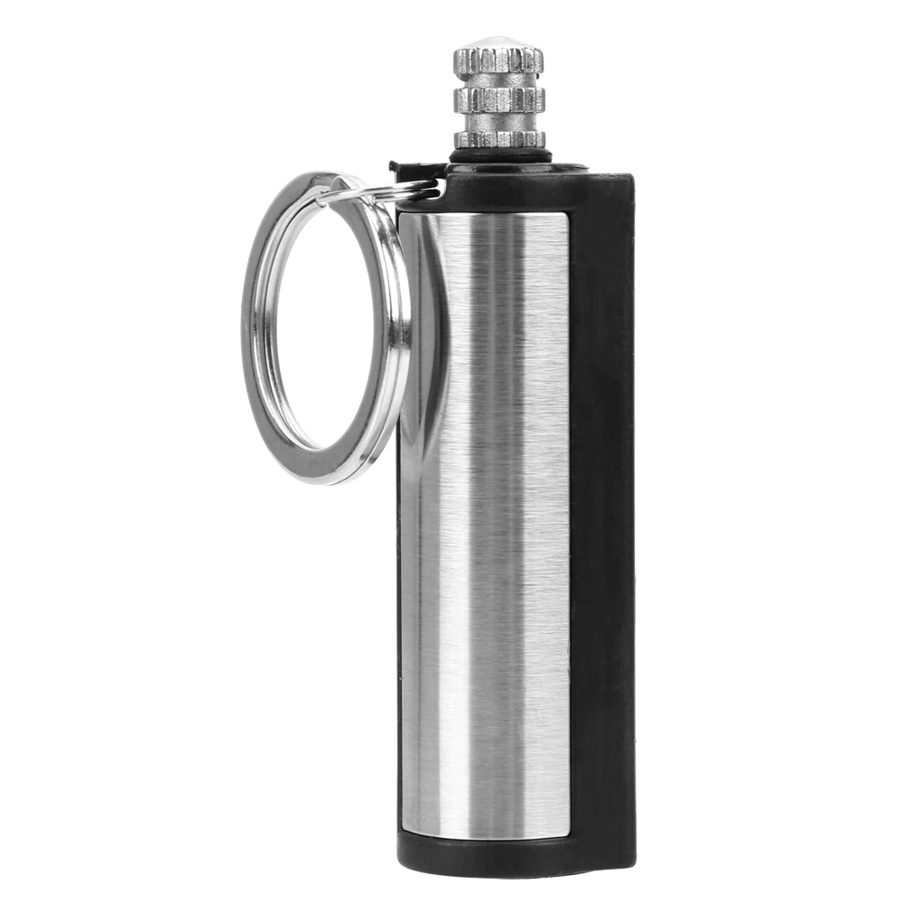 Key Chain Striker Lighter Permanent Cylindrical Match Stainless Steel Key Ring Auto Interior Accessories