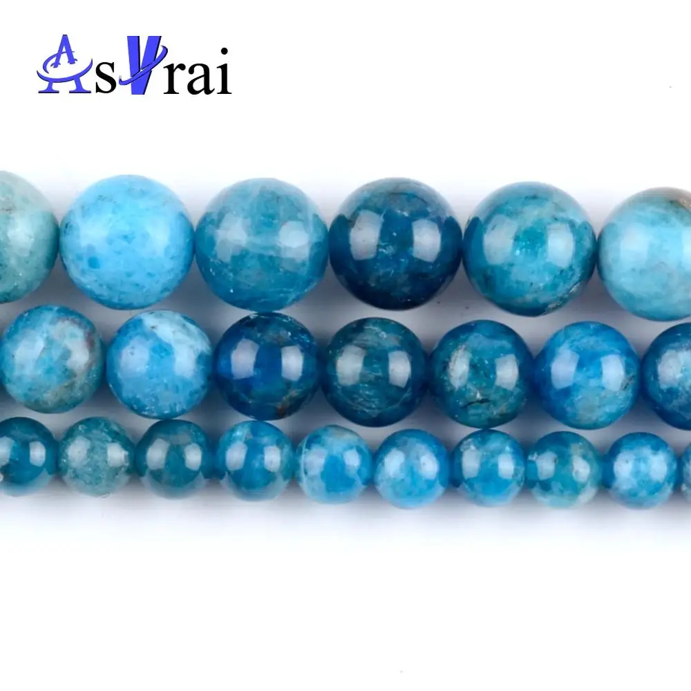 Натуральный голубой камень Апатит Круглые бусины Свободные для изготовления
