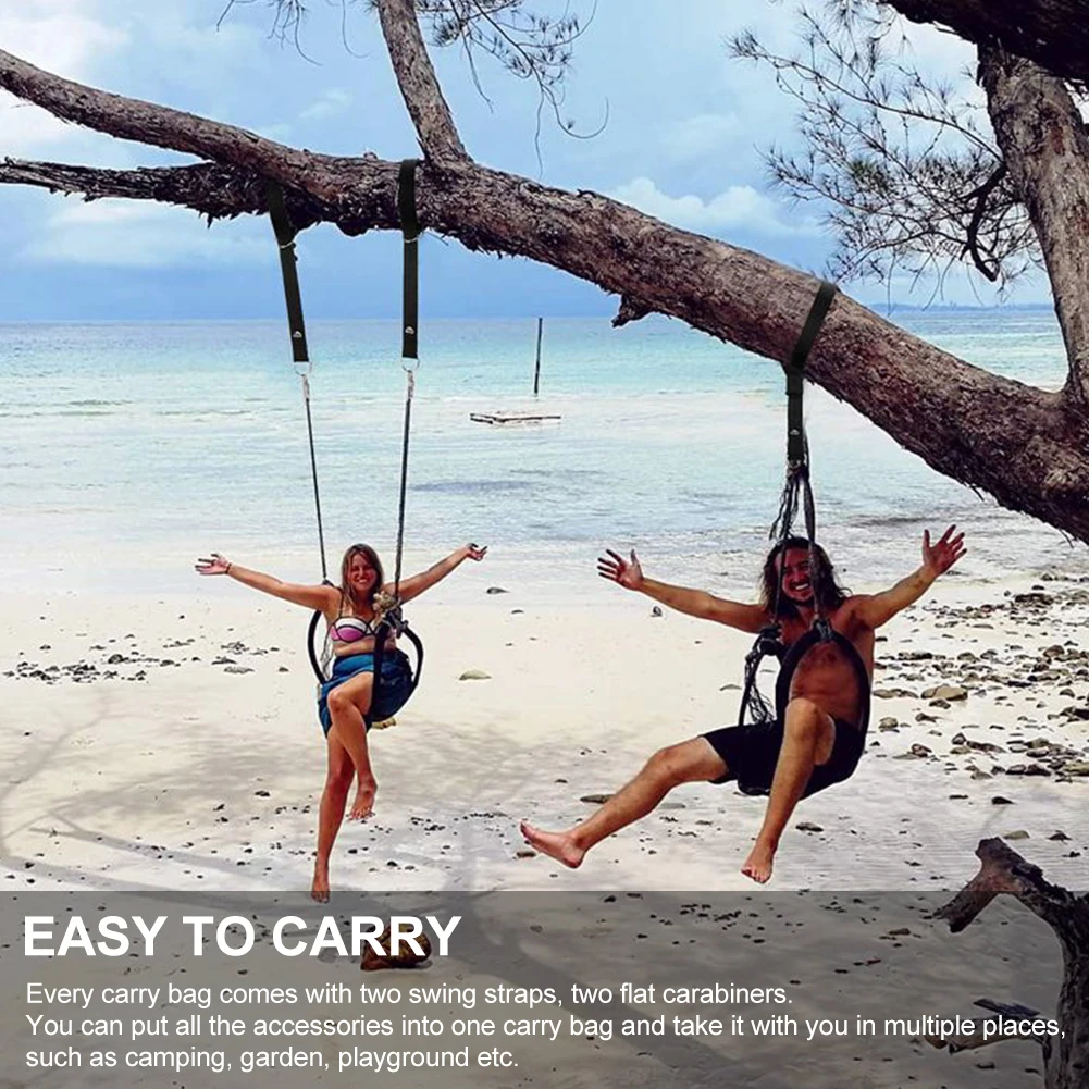 

Camping Tree Swing Strap Hanging Set With Carabiners Heavy Duty Nylon Outdoor Safe Attachment Garden Home Hammock Belt