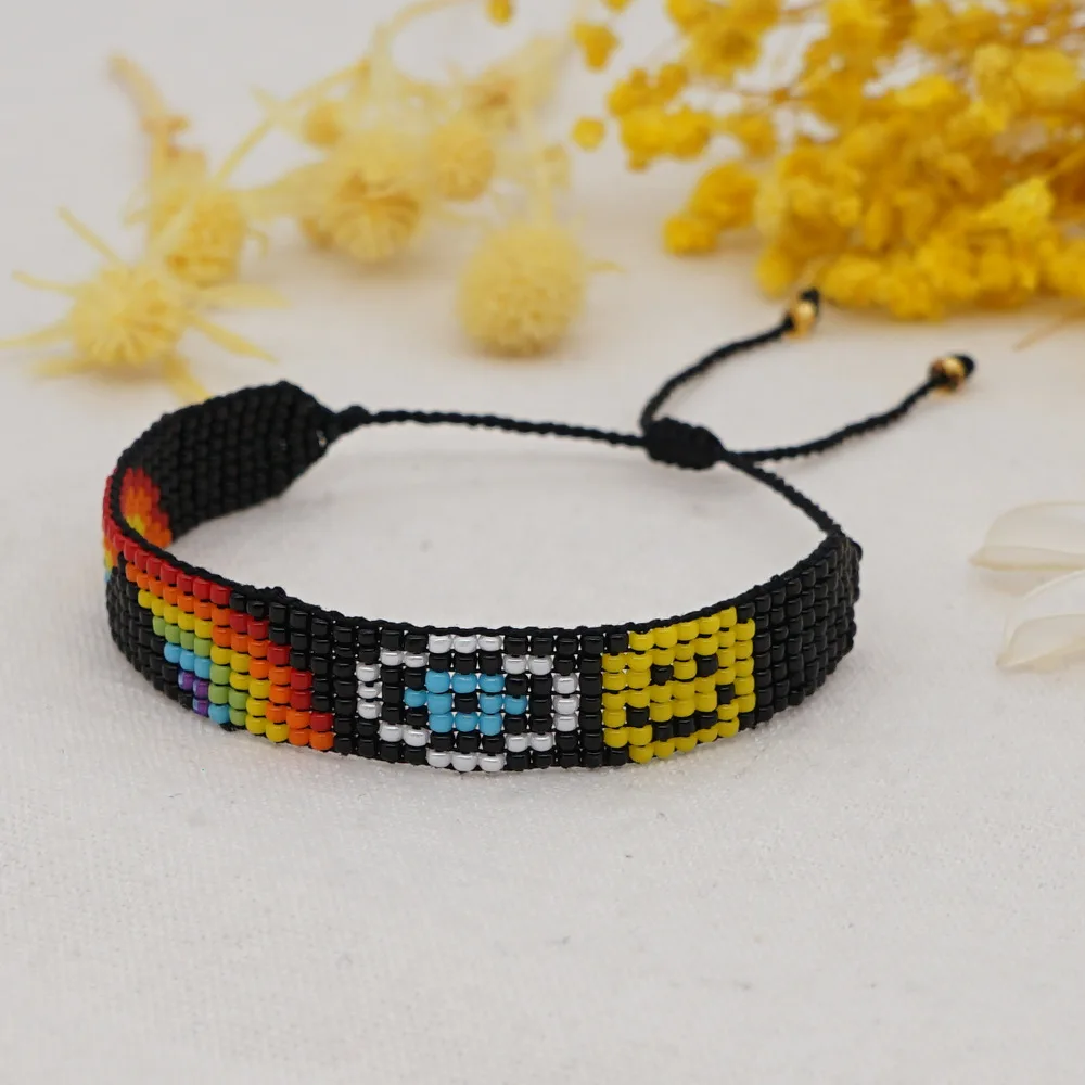 

Woman Beach Summer Rainbow Crochet/ Shell Bracelet Glass TILA beads