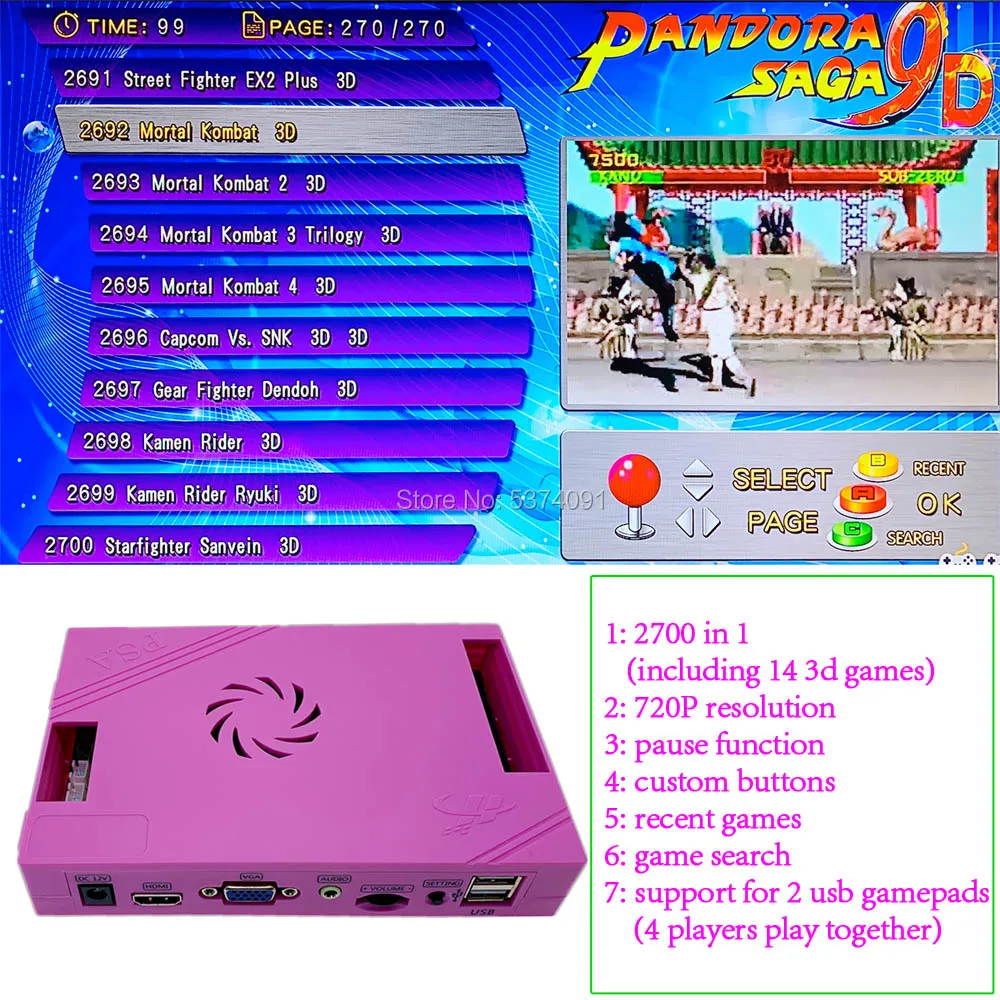 3188 в 1 Pandora Saga Box 12 семейная версия платы 40p аркадная плата для монет HD видео Jamma игры HDMI VGA FBA MAME материнская плата