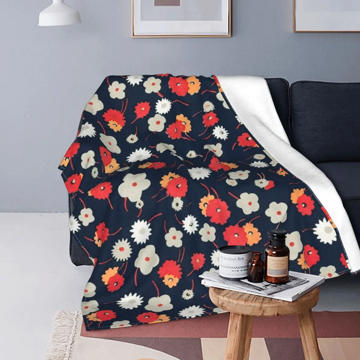 

Manta con estampado de flores para niños, colcha de cama a cuadros, sofá, 150