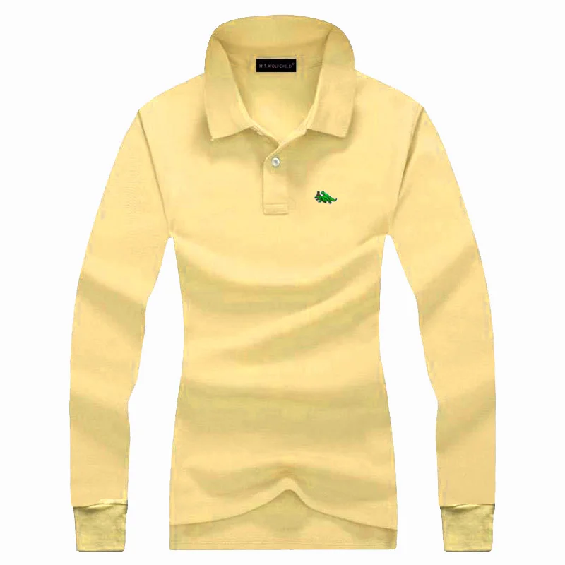 Женская рубашка поло с длинным рукавом 100% хлопок вышивкой|Футболки-поло| |