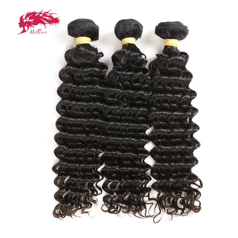 Али Королева волос индийские глубокая волна Virgin человеческие волосы Связки 12 &quot