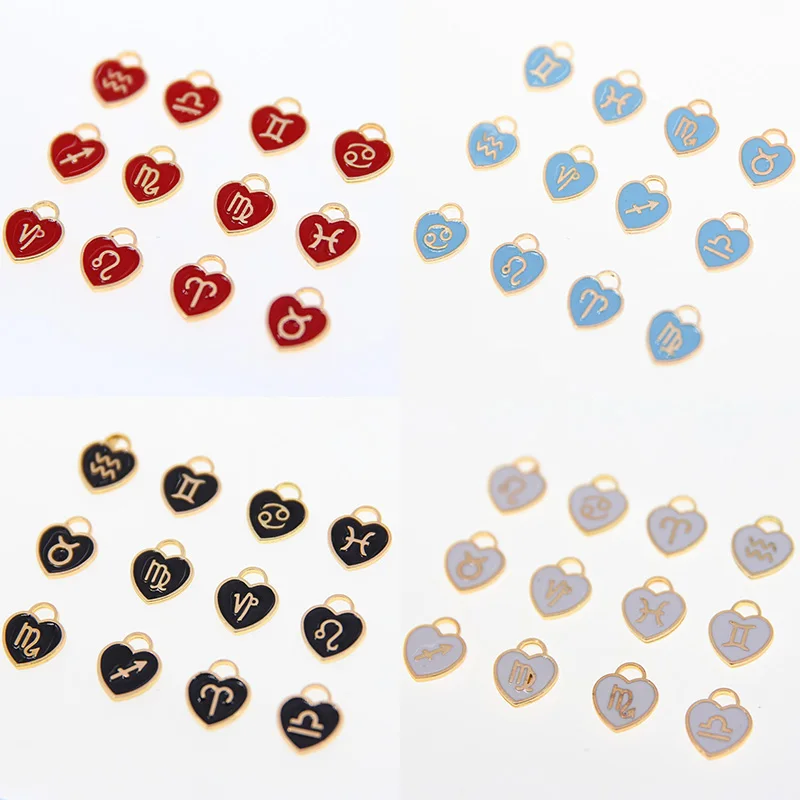 

12 шт./лот 12*14 мм 12 созвездий шармы двухсторонние эмалевые шармы Подвески для изготовления ювелирных изделий ручной работы аксессуары для ру...