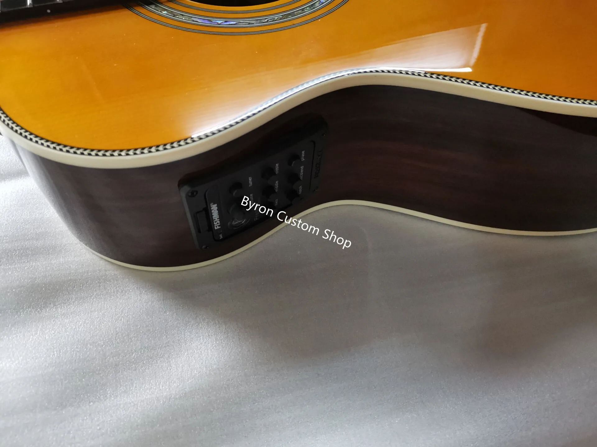 freies verschiffen factory custom om mayer akustische gitarre 14 bünde gitarre mit unterschrift ebenholz griffbrett akustische elektrische gitarr