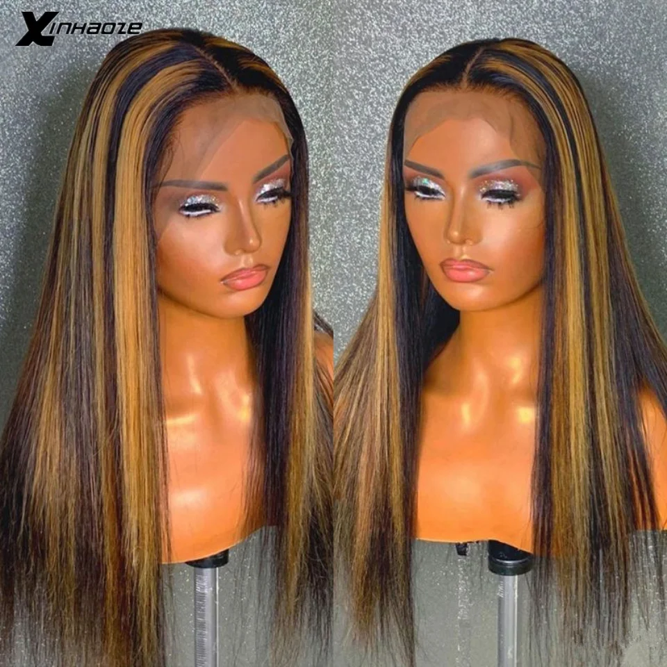 Медовые светлые кружевные передние парики выделяющие коричневые волосы Омбре