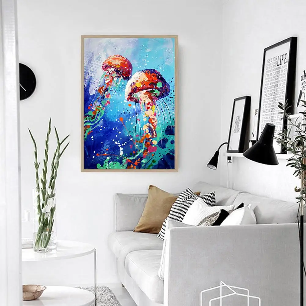 

5D DIY Full Drill Diamond Painting Jellyfish Cross Stitch Embroidery Wall Art Oxidation Resistance Irradiation Resistance