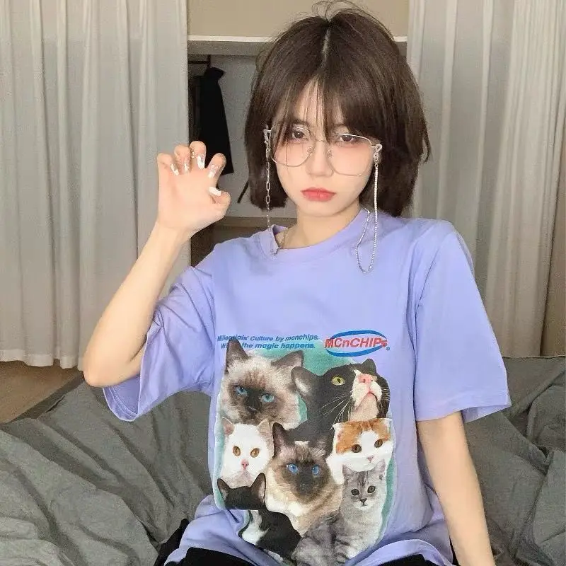 

Short-sleeved T-shirt female 2021 new trendy ins Harajuku style bf student Korean version loose niche half-sleeved mid-length to