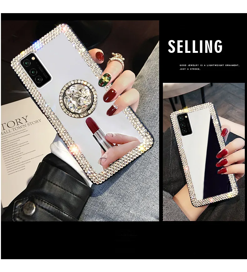

Soft TPU Silicone Mirror Case Cover for Xiaomi Mi A2 8 LITE SE 9 9T Pro 10 Redmi 8 8A 7 7A 6 6A Note 8T 8 7 6 with Bling Lanyard
