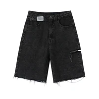 2022 high waist denim shorts women fashion new casual harajuku wide legs ripped jeans short washed female summer cotton shorts