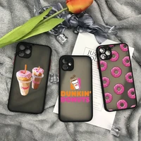 dunkin donuts coffee phone case for iphone 12 11 pro max xs xr x 7 8 plus black matte translucent cover