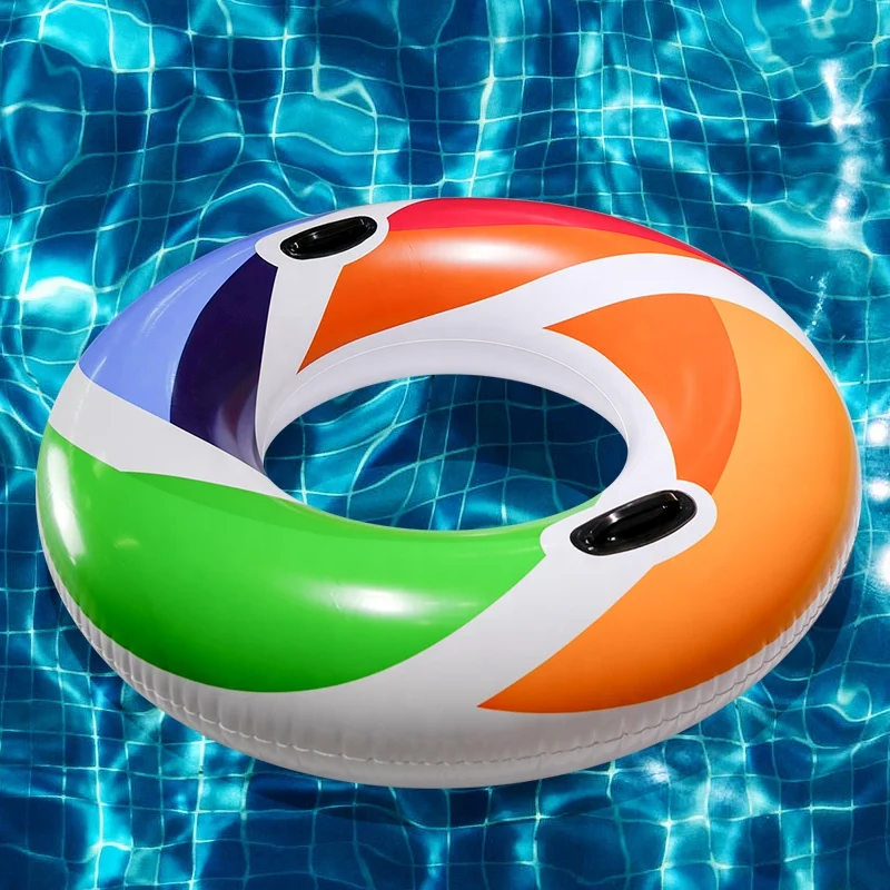 

Hot Sale Color Whirl Tube Eco-Friendly PVC Inflatable Swimming Pool Ring Tube With Handles