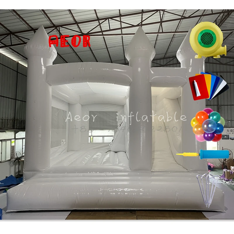 Оптовая продажа по заводской цене белый свадебный надувной батут-замок батут в