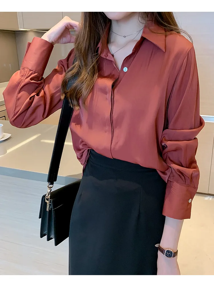 

Элегантная блузка женская однотонная Повседневная рубашка Roupa Feminina женская одежда свободные женские офисные Топы рубашка Blusas с отложным во...